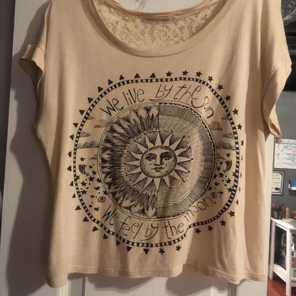 Cream color t shirt with see through back